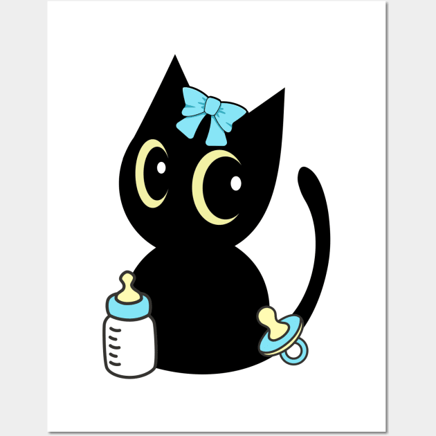 Cute black cat is a baby Wall Art by Pet Station